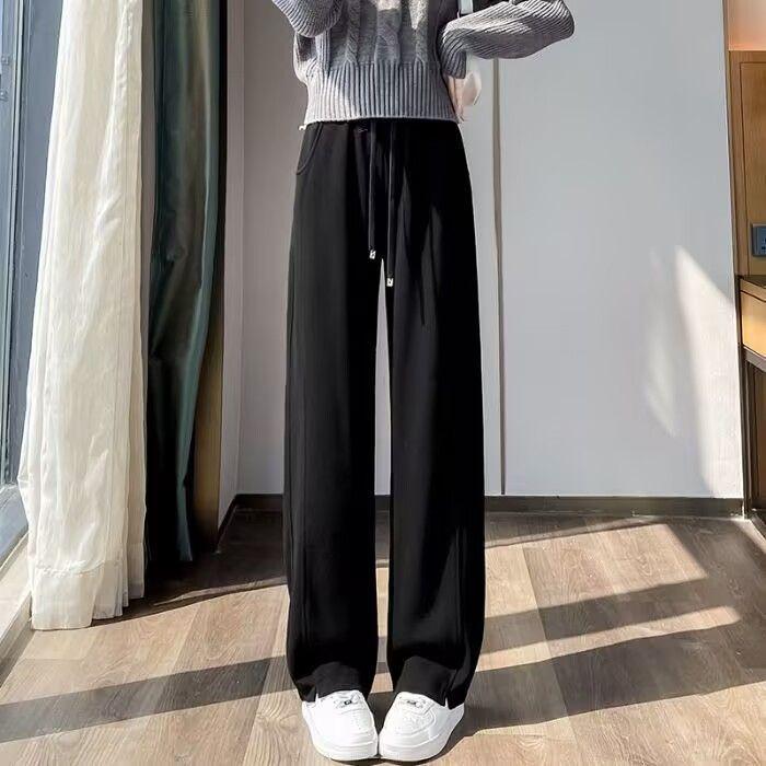 High-Waisted Pink Wide-Leg Pants for Women - Slimming, Casual, Spring/Autumn