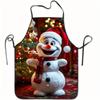 1pc Apron with Happy Snowman And Christmas Decor Pattern, Suitable for Men And Women'S Home Kitchen Use