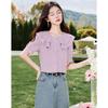 Si Shui Nian Hua Layered Round Neck Short Sleeve Blouse