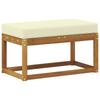 Outdoor Stool Bench with Cushions Natural and Cream 79 x 43 x 37 cm