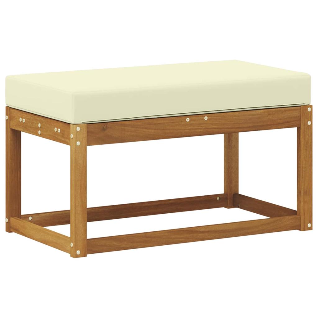Outdoor Stool Bench with Cushions Natural and Cream 79 x 43 x 37 cm