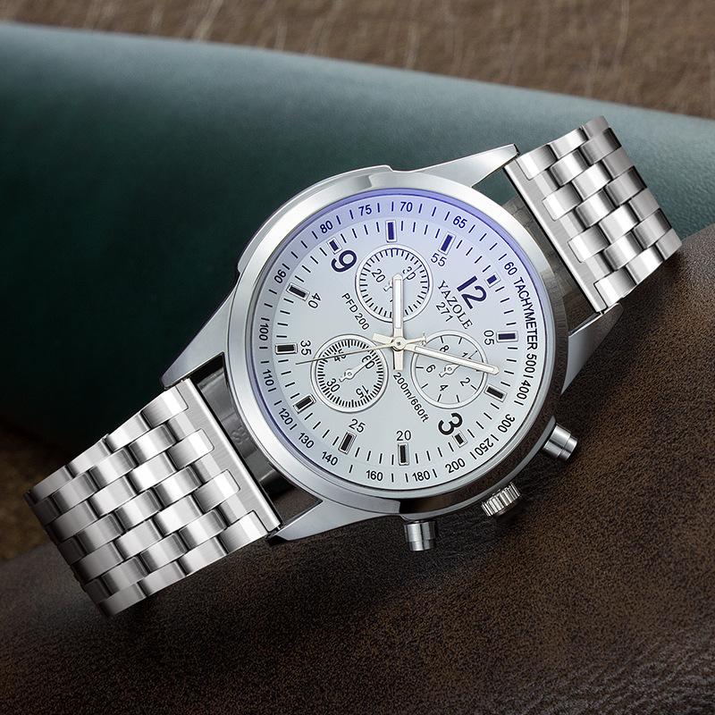 Top Brand New Steel Band Male Student Luminous Business Blue Light Waterproof Men's Watch Men's Wrist Watch