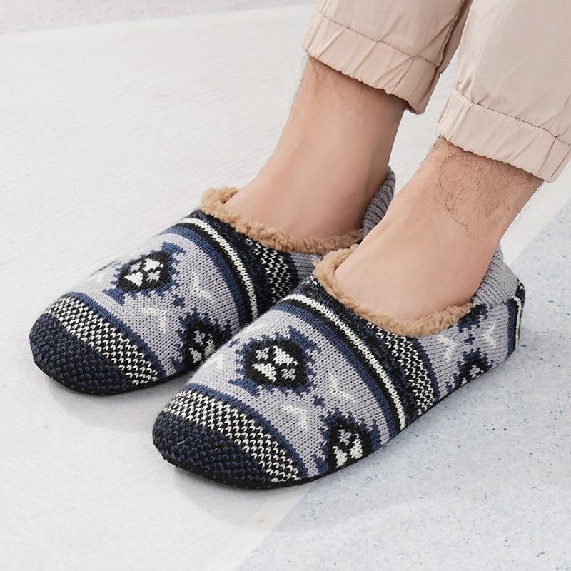 Fashion Winter Men Thermal Socks Fleece Lined Thick Warm Non Slip Indoor Home Floor Slipper Socks