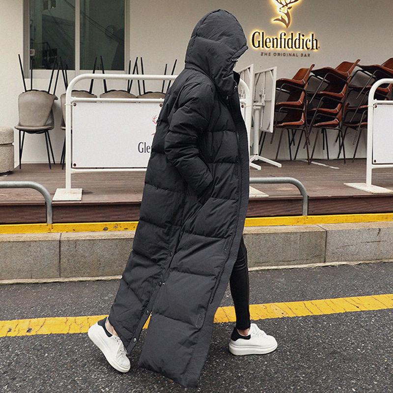 Korean Style Winter 2025 Women's Thick Over-the-Knee Cotton Coat