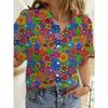 Hawaiian Womens Shirts Short Sleeve Button Floral Rose Printed Tops Casual Beach Shirts Summer New Sunflower Blouse Women's Tops