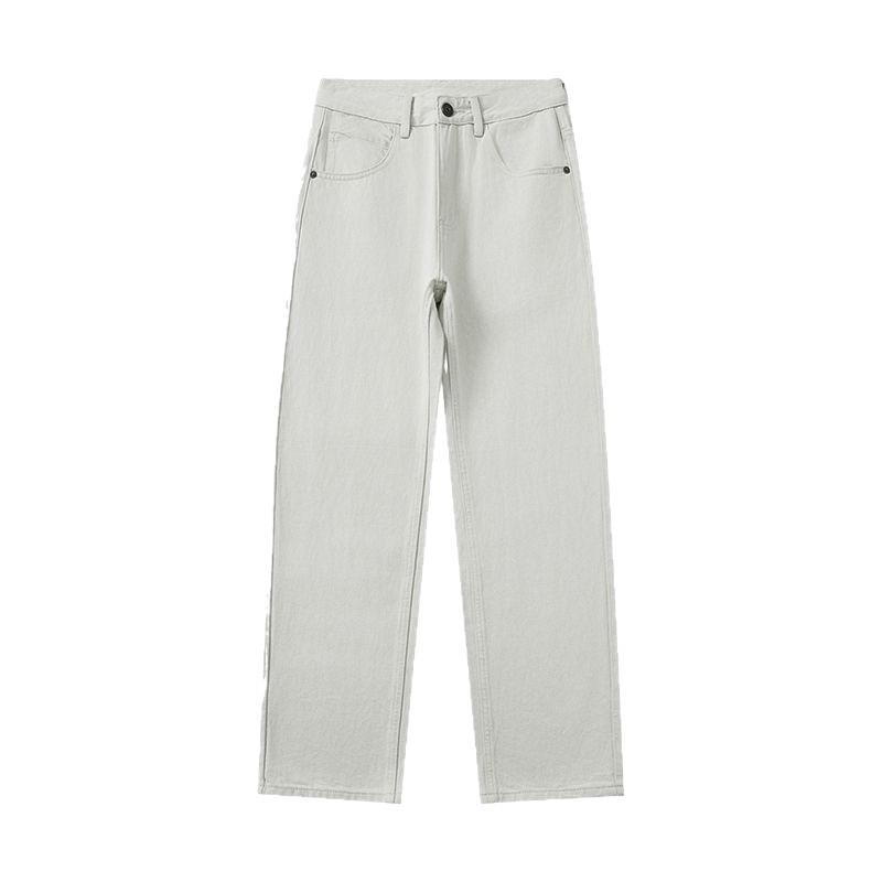 Jeans Men's Autumn New American Trend Brand Loose Wide Leg Casual Straight Beige Cotton Long Pants