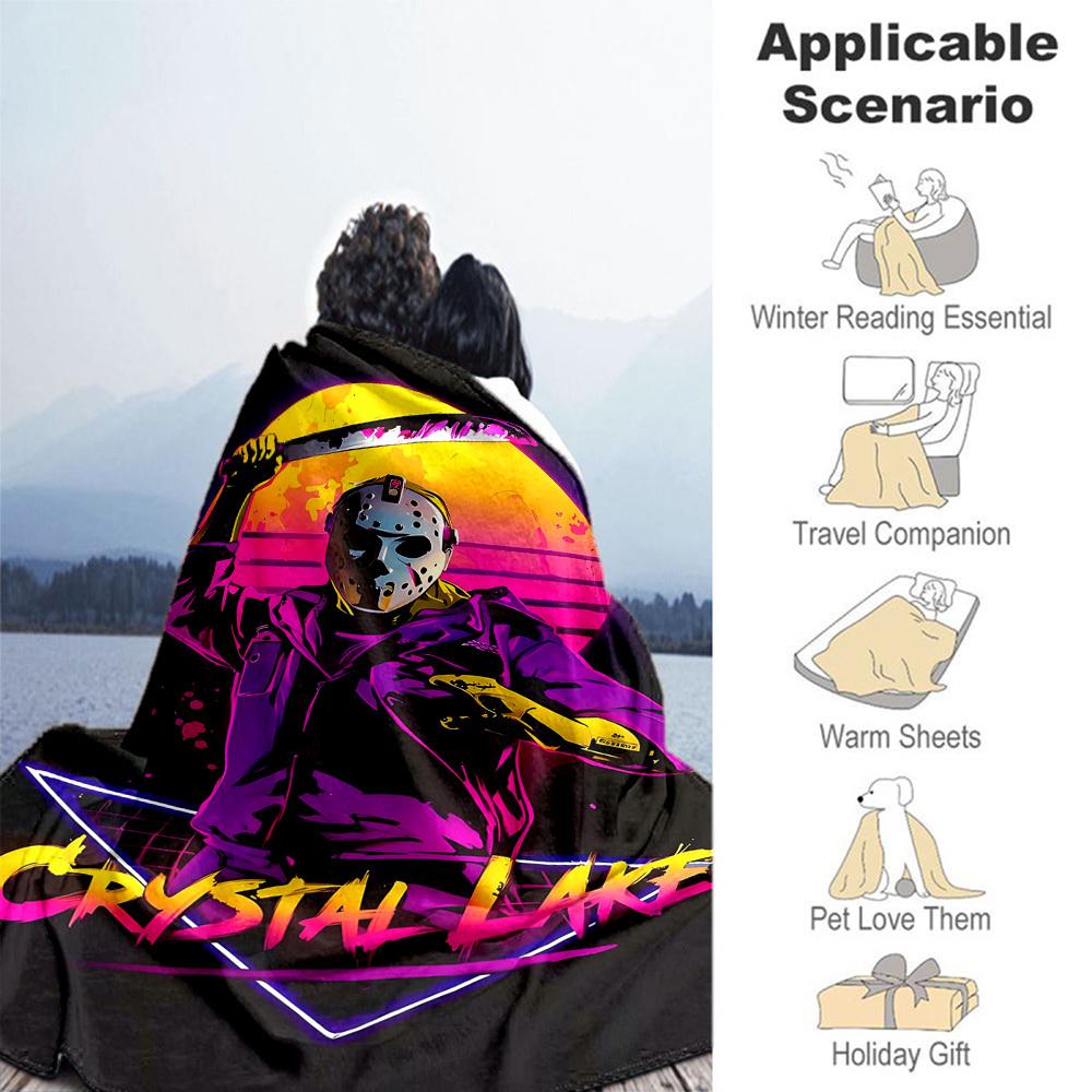 1pc Friday the 13th Outdoor Blanket Lightweight Flannel, All-Season Use for Sofa, Bed, Travel, Camping, Living Room, Office, Couch094