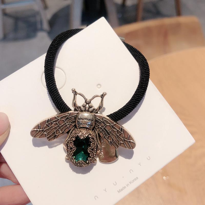 Korean-Style Retro Gemstone Bee Hair Tie - Trendy Hair Accessory