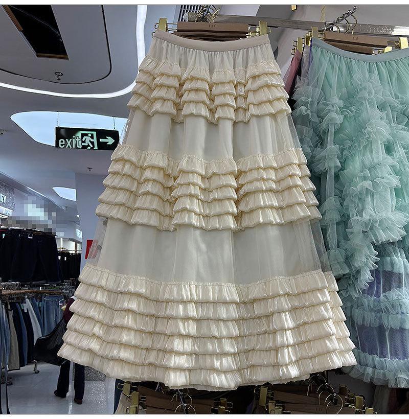 Elegant Plus Size A-line Mesh Patchwork Skirt - Fairy Gauze, Fluffy Layered Cake Design