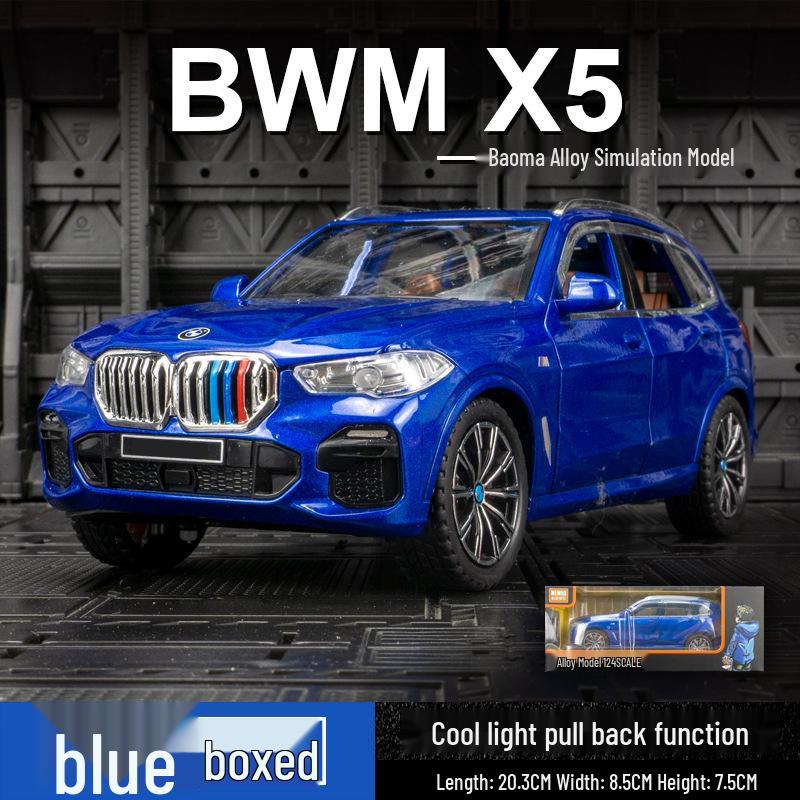 

XA2407 Модель BMW X5: Сплавная игрушечная машина для бездорожья с инерционным механизмом и подвеской синий