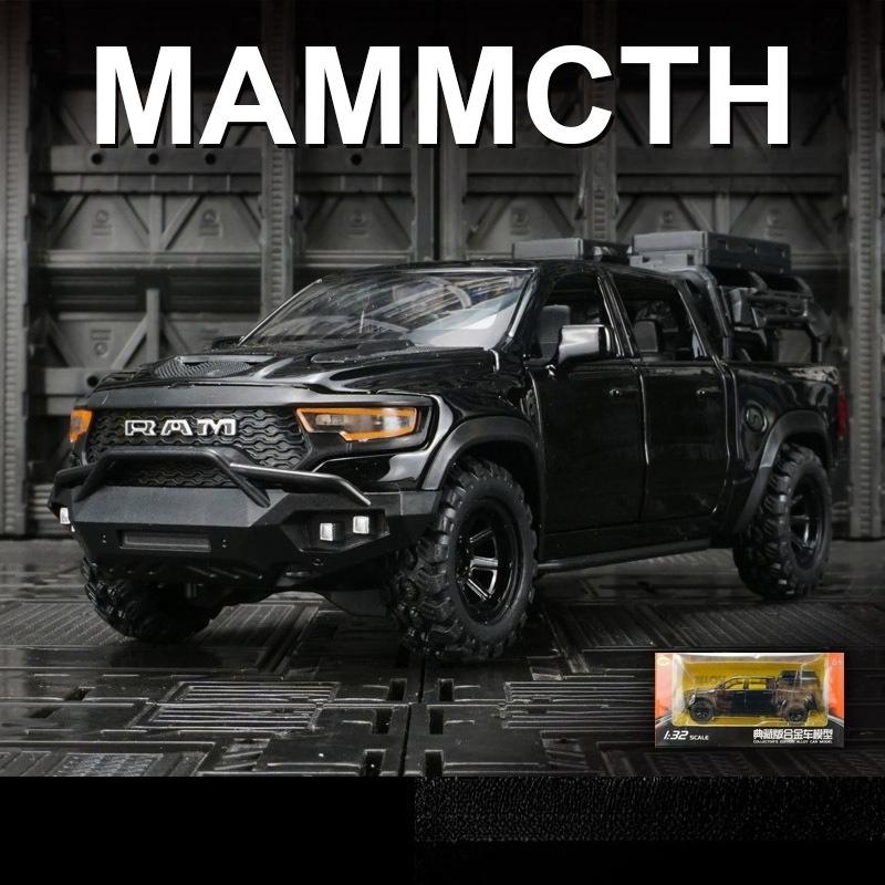 1:32 Ram Mammoth Pick-up Simulatie Legering Auto Model Geluid En Licht Pull Back Speelgoed voor Kinderen Verzamelaar Verjaardagscadeau