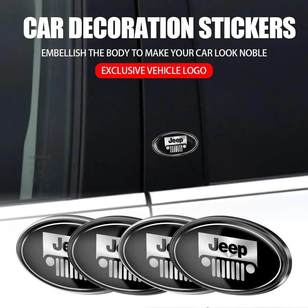 Self-Adhesive 3D Car Emblem Sticker Body Trunk Decor for Jeep Renegade Wrangler JK Grand Cherokee Compass Exterior Accessories