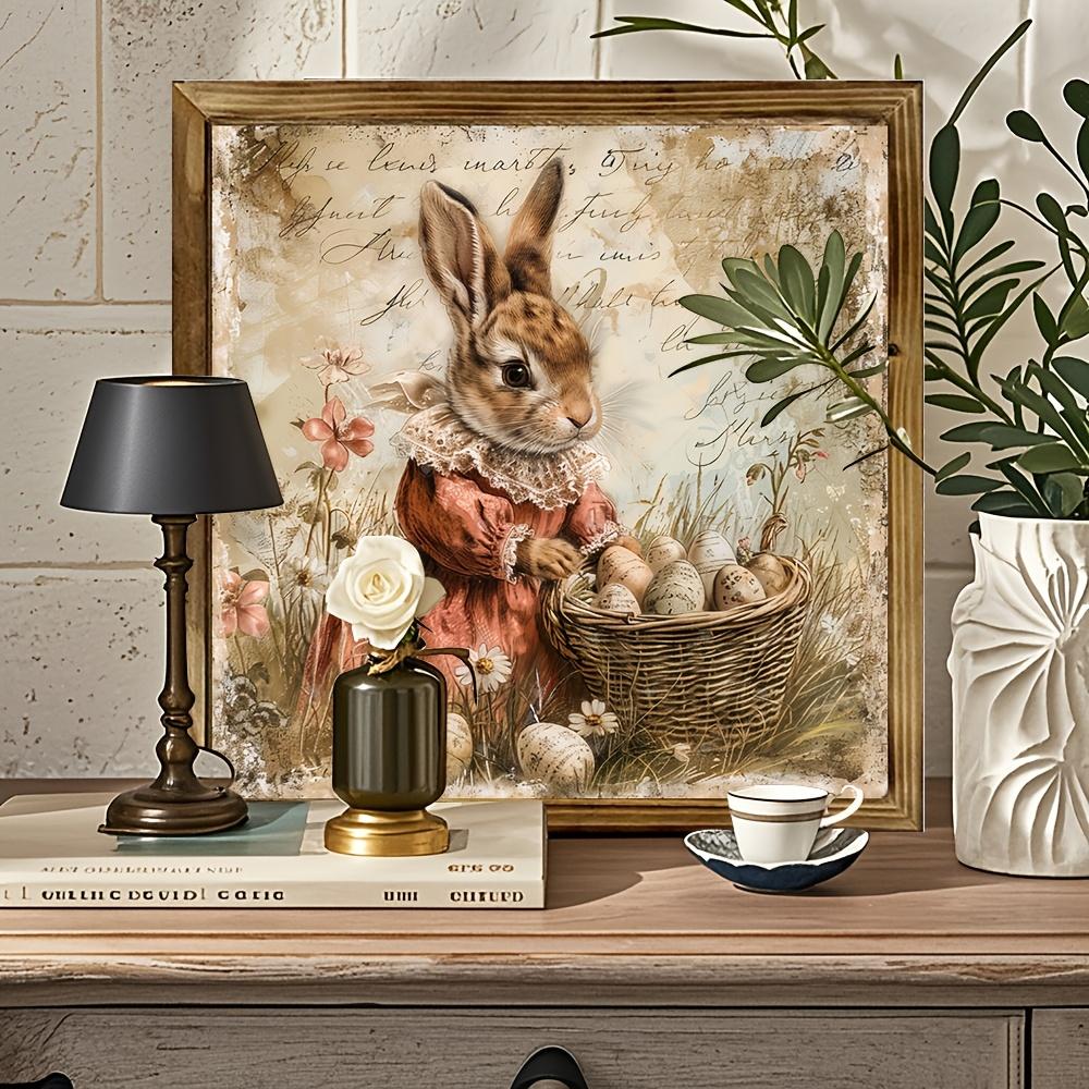 1 Art Deco Easter Bunny Egg Wooden Wall Carving-Christmas and Thanksgiving Holiday Home Decor, Inspired Wall Art for Living Room