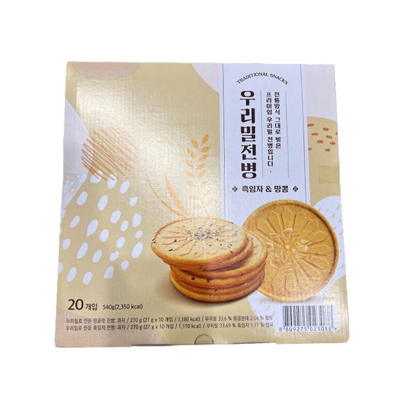Koreaanse Tarwe Zwarte Sesam & Pinda Traditionele Crackers 540g