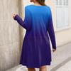 Plus Size Women's Gradient Print Casual Spring/Autumn Pocket Round Neck Long Sleeve Dress