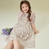 Little Tiger·Patty Girls' Sweet Rabbit Floral Puff Sleeve Summer Dress