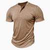 T-shirt da uomo in cotone con collo Henry, design ad alta elasticità, vestibilità slim, magliette tinta unita, top da uomo, T-shirt a maniche corte per uomo