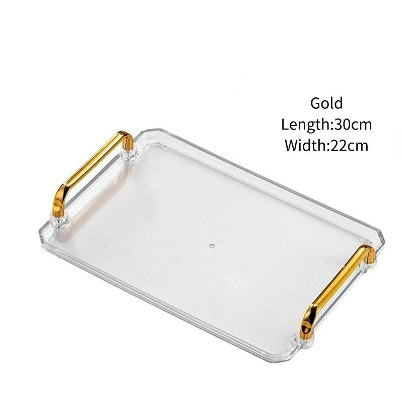Simple Rectangular Tray Luxury Acrylic Cocktail Glass Cup Plates Snack Fruit Dessert Tray Acrylic Tray Home Kitchen Accessories 12-14inches