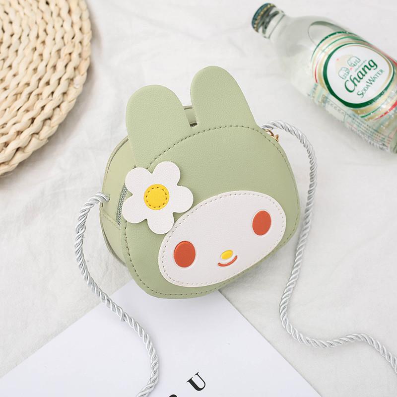 Cute Cartoon Bunny Mini Crossbody Bag For Kids Adorable Pu Leather Coin Purse зелёный