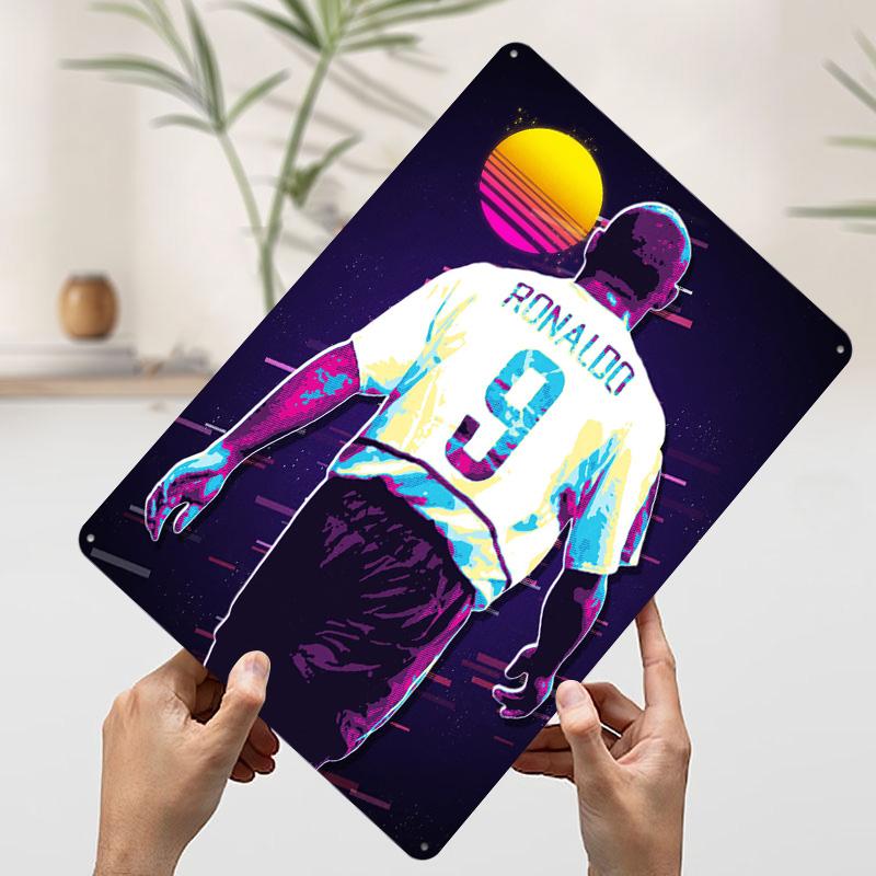 Ronaldo Retro Art Printed Poster Customized Wall Art Retro Vintage Metal Tin Signs for Home Bedroom Decoration Room Decor Men