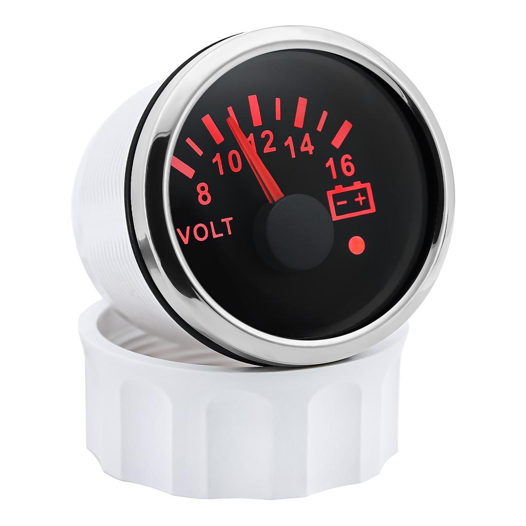 Auto Car Gauge 2" 52MM Voltmeter for Marine Boat Car 8-16V VOLTS IP67 Waterproof Volt Meter Indicator with Red Backlight