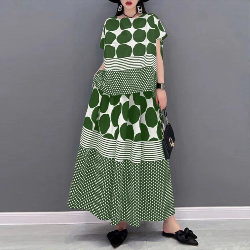 ZANZEA Women Short Sleeve Blouse and Long Skirts Polka Dot Print Two Piece Sets