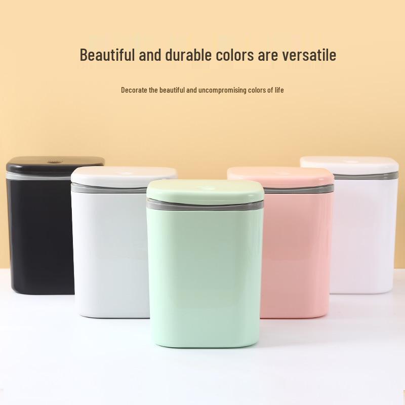 Desktop Trash Can with Lid - Office Storage Bucket for Dorm or Bedroom Tabletop