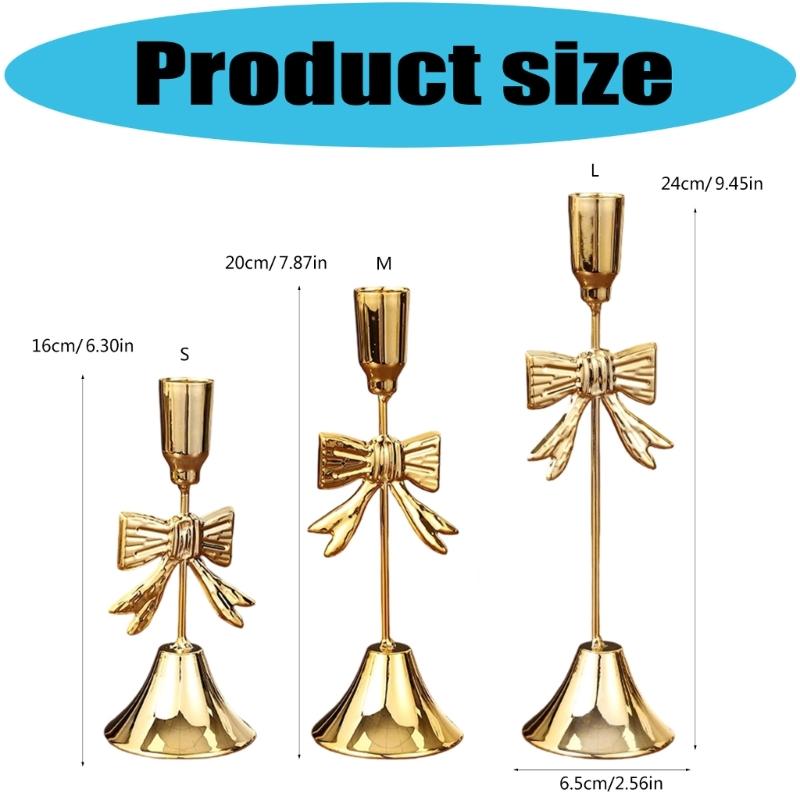Christmas Bows Candlestick Holders Iron Metal Taper Candle Holders Decorative Candle Stands for Wedding,Home Decorations