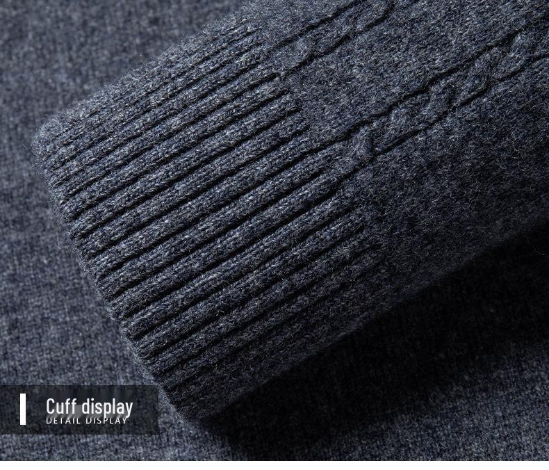 Men's 100% Merino Wool Half-Zip Pullover Sweater - Warm Winter Wear for Middle-Aged Men