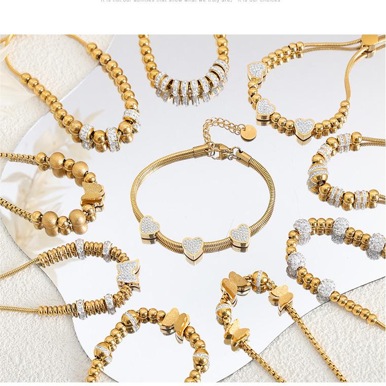 Adjustable Summer Beaded 18K Gold Plated Titanium Stainless Steel Waterproof Tarnish Free Jewelry Bracelets for Women Para Mujer
