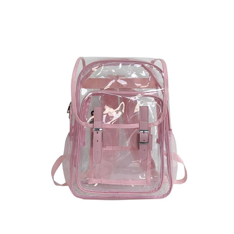 Pvc Transparent Flap Backpack With Waterproof Design For Travel And Sports Use