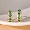 Huitan Hoop Earrings for Women Gold Color with Bright Green/White CZ Gold Color Elegant Party Wedding Trendy Accessories JewelryGood product