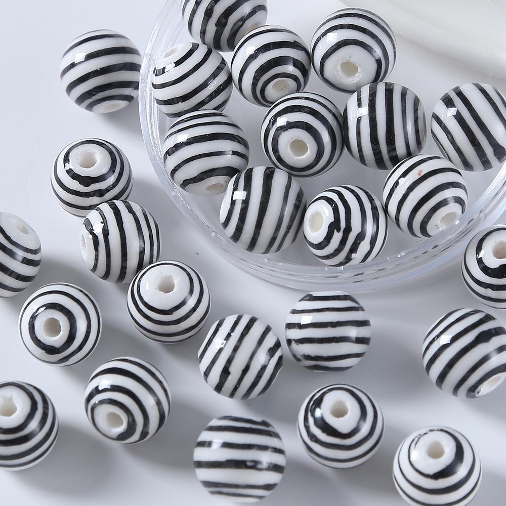 2024 lebendige gestreifte Keramikperlen für DIY-Schmuck: Armbänder und Halsketten.