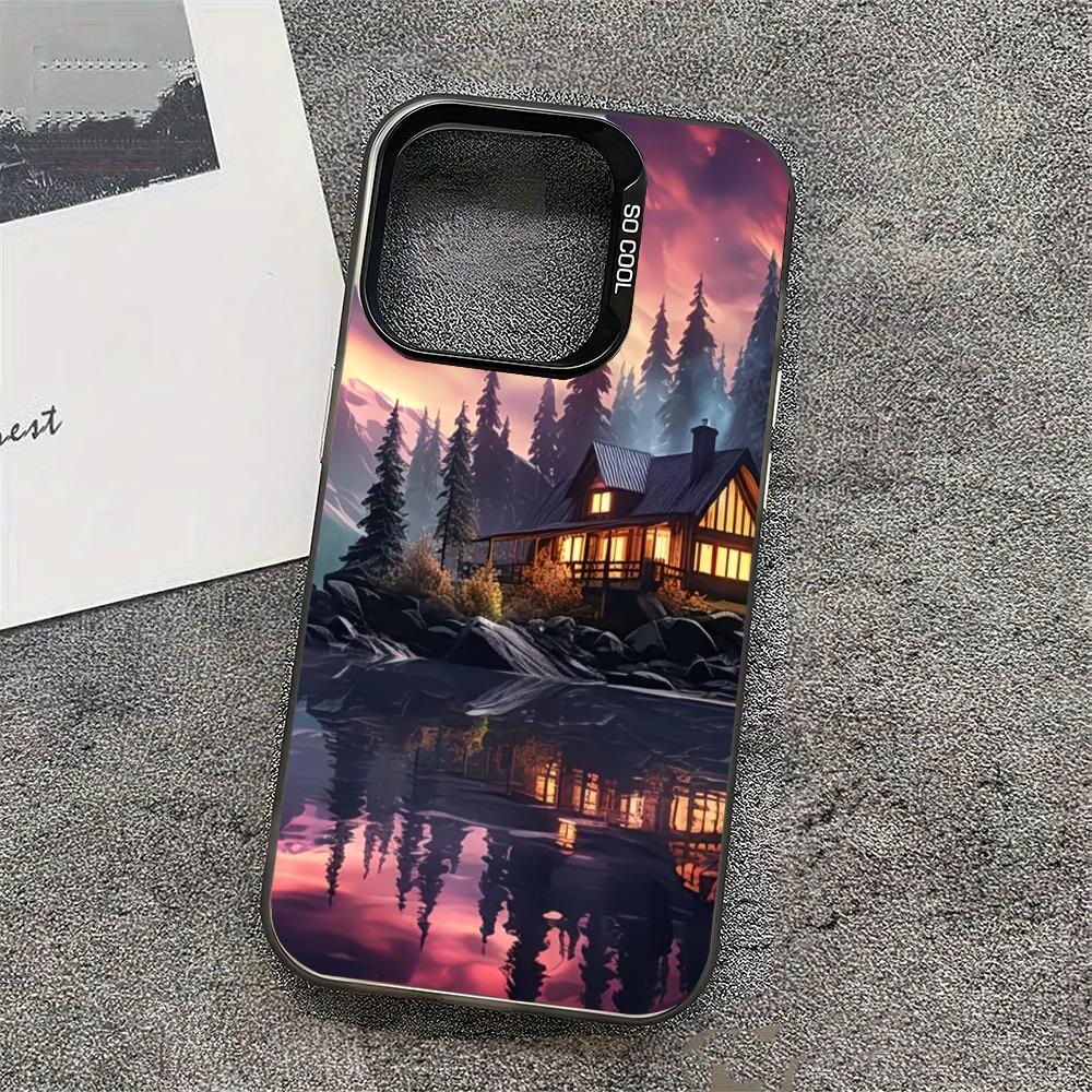 Landscape house pattern phone case suitable for iPhone 17 16 15 14 13 12 11 Pro/Max/Plus anti drop and shockproof back cover