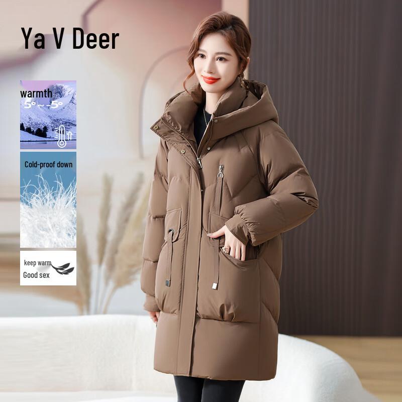 

Женский пуховик средней длины с капюшоном Yalu 2XL