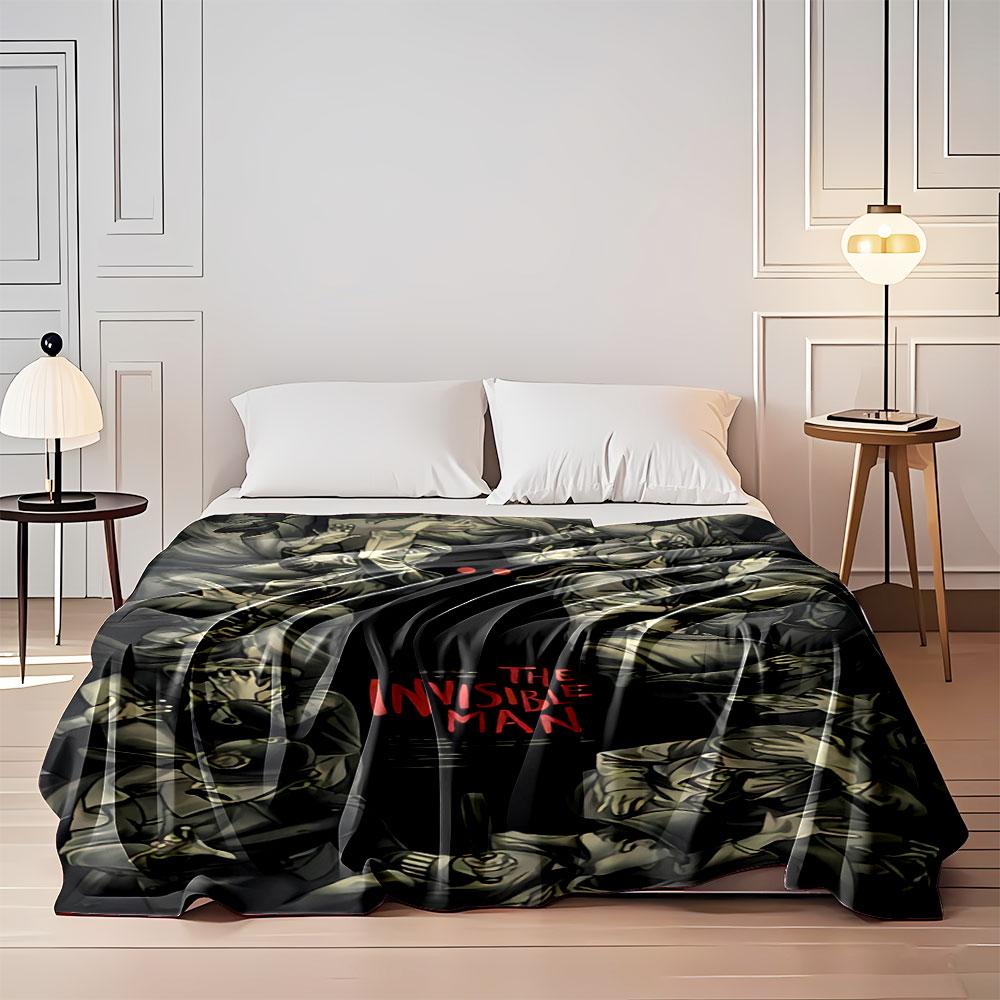 A central black void with red eyes, surrounded by distorted people. for all seasons blanket lunch break throw gift