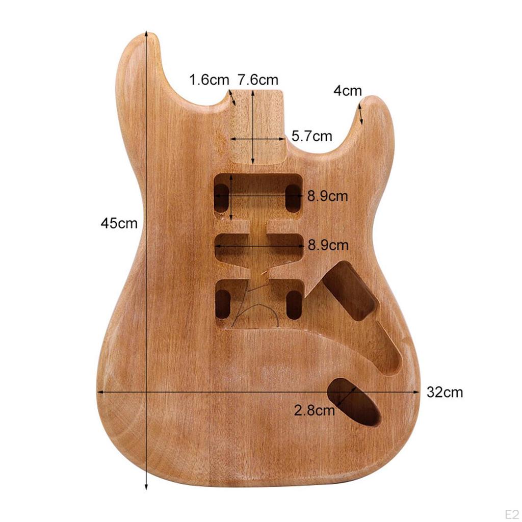 Unfinished Electric Guitar Body, Wood Blank Barrel, DIY Project for Luthiers