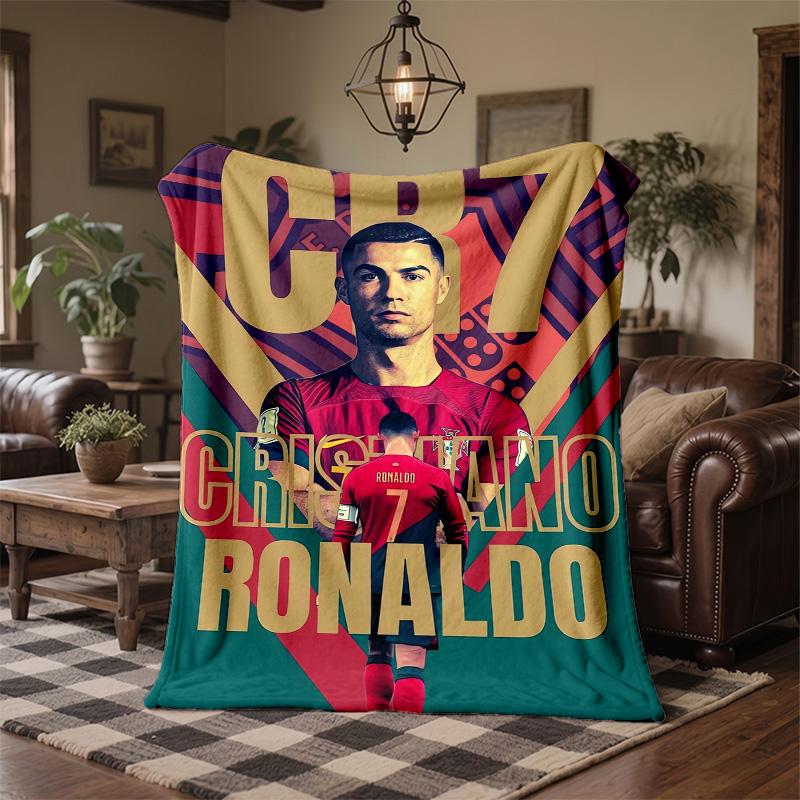 Coperta Morbida e Calda in Flanella con Stampa di Cristiano Ronaldo, Coperta da Divano/Letto per Casa, Ufficio, Camera da Letto