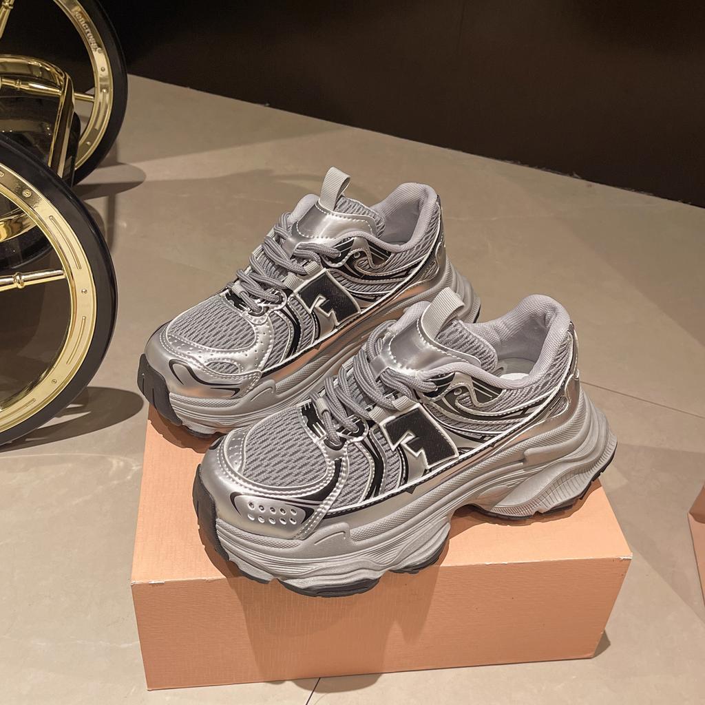 Jarní Nové Retro Boty s Tlustou Podrážkou, Barevné Šněrovací Trendy Boty pro Páry, Ležérní Sportovní Boty, Všestranné