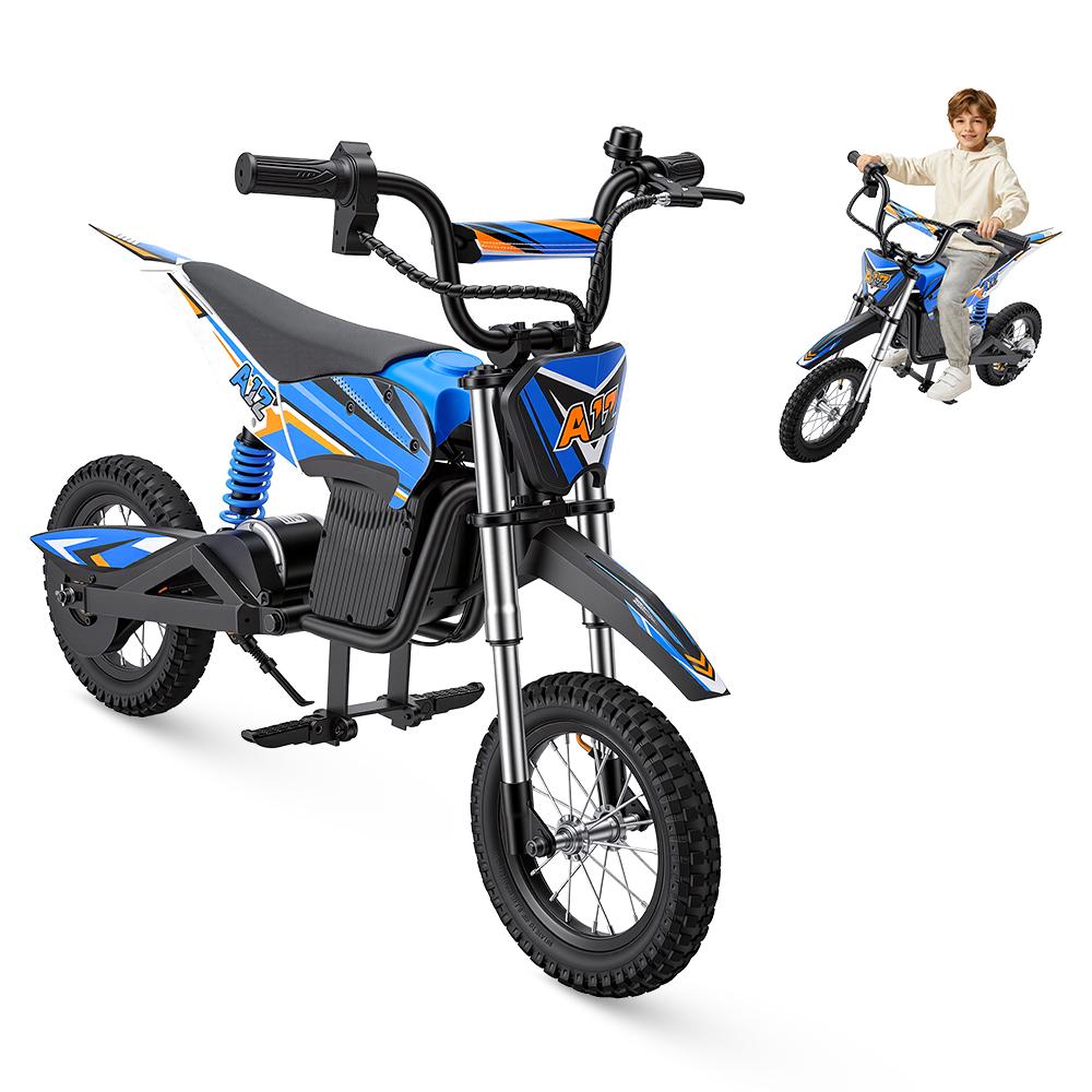 Trotinetă Electrică A12 pentru Copii 350W 4.5Ah Roți de 12'' Suspensie Față și Spate 3 Viteze 8-25KM/H Autonomie 19-22KM Trotinetă Electrică pentru Copii