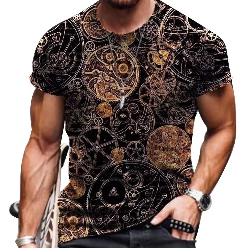 Men's Vintage Oversized Short Sleeve T Shirts  Summer Harajuku Ethnic Style 3D Print O Collared Graphic T-Shirt