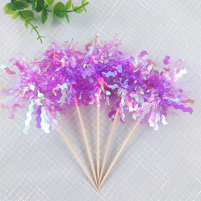 Korean-Style Colorful Rain Silk Tassel Sequin Cake Decoration Ornaments