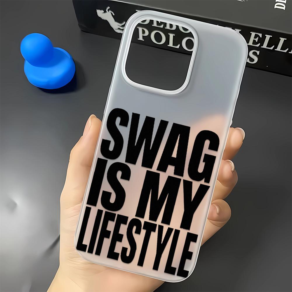 SWAG Black Font Phone Case For IPhone 17 16 15 14 Plus 13 12 11 Pro MAX 17 Air Screen Protector Casing Shockproof Phone Cover