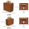 Wicker Picnic Basket, Vintage Decorative Prop Suitcase Storage Hamper Makeup Organizer,Metal Lock Plastic Rattan