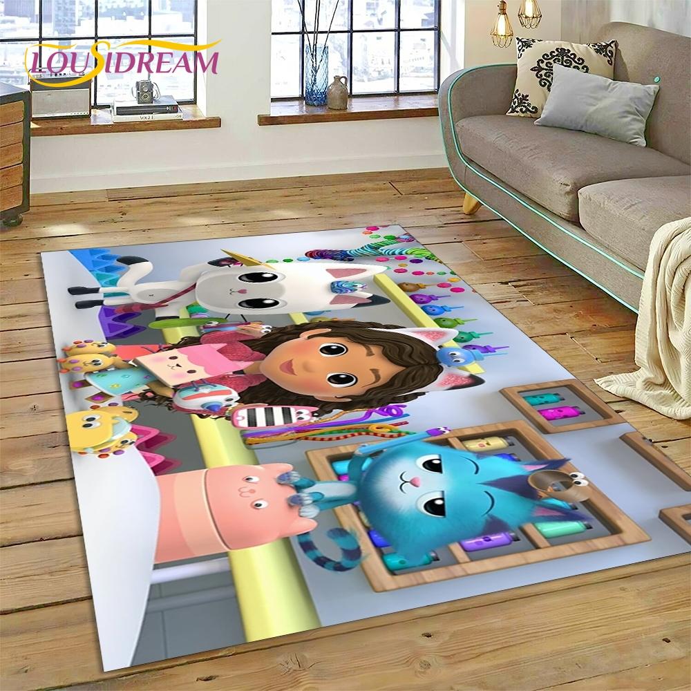 Cartoon Cute Gabbys Dollhouse Girl Rug Carpet for Living Room Bedroom Home Decor,Non-slip Decoration for Sofa Doormat Gifts Kid
