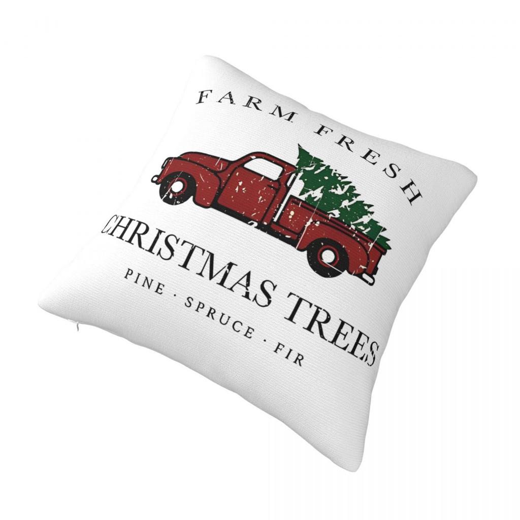 Christmas Tree Farm Vintage Truck Pillowcase Printed Cushion Cover Decorative Throw Pillow Case Cover Home Zipper 40*40Cm