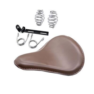 JPMODAO Universal 13-inch Brown Motorcycle Leather Driver Seat Cushion for Sportster, Chopper, and Bobber
