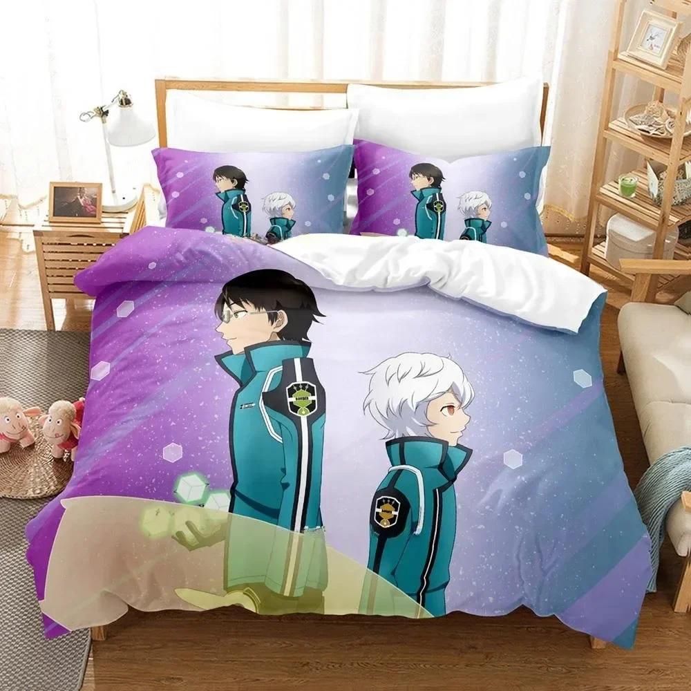 3D Anime World Trigger Bedding Set Printed With Pillowcase Bed Duvet Cover Soft Single Double Queen Super King Size Home Textile