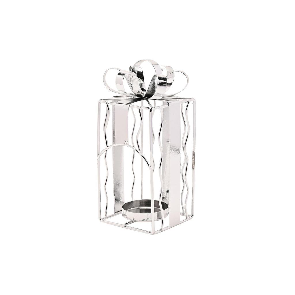 Metal Present Shaped Tealight Holder - 16cm