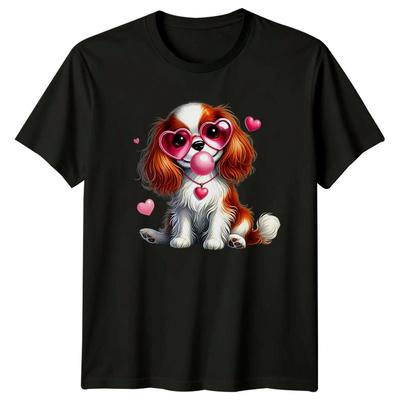 Cavalier King Charles Spaniel Hunde Tiere Herren T-Shirt Damen T-Shirt Herz Brille Unisex T-Shirt